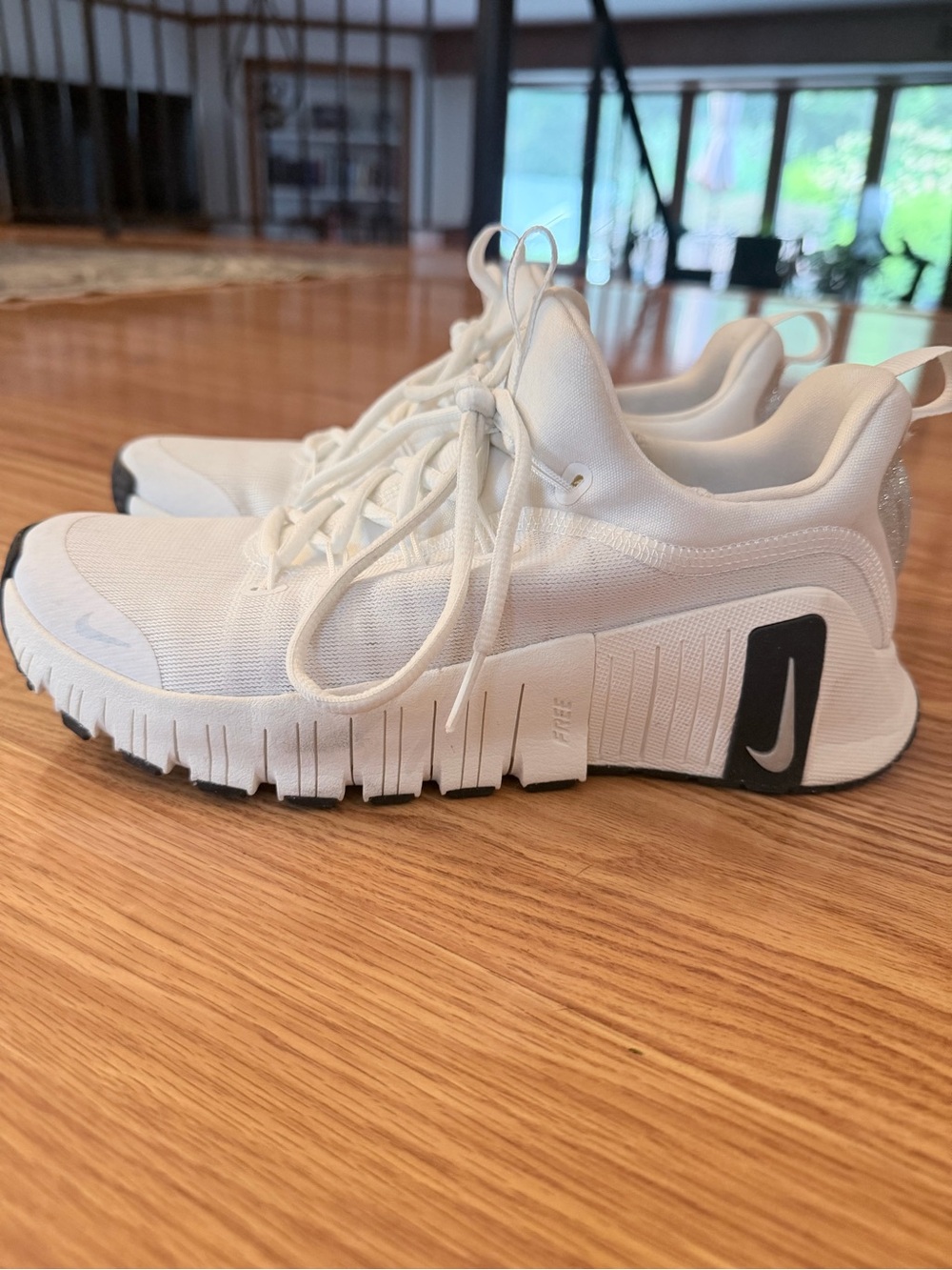Nike Metcon Free white with black and silver accents